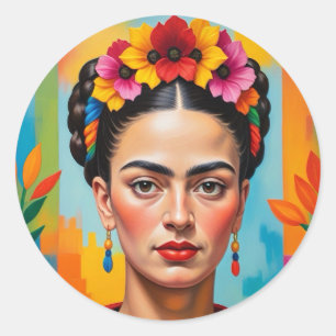 Frida Kahlo Print Runder Aufkleber