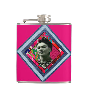Frida Kahlo Retro Denim Diamond Flachmann