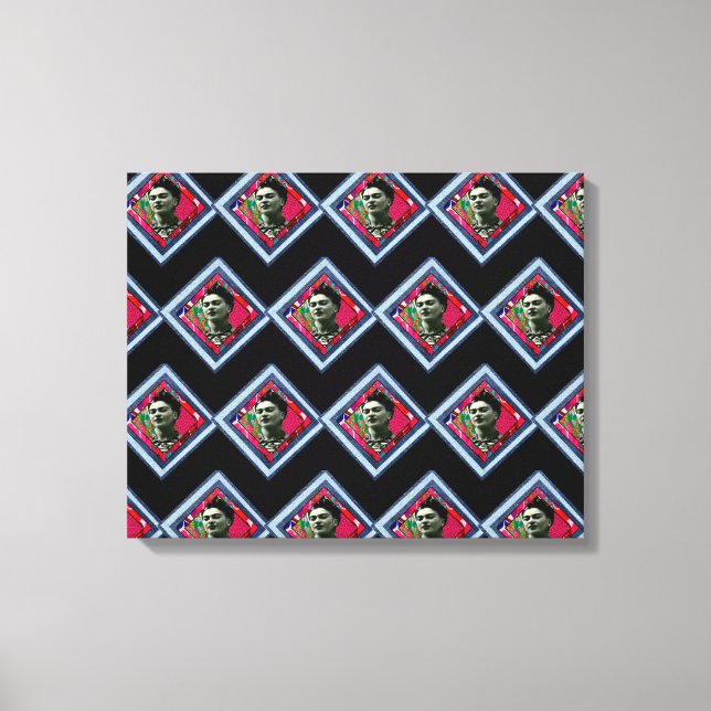 Frida Kahlo Retro Denim Diamond Leinwanddruck (Vorderseite)