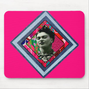 Frida Kahlo Retro Denim Diamond Mousepad