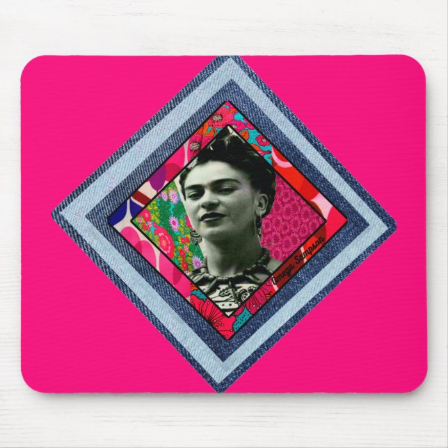 Frida Kahlo Retro Denim Diamond Mousepad (Vorne)