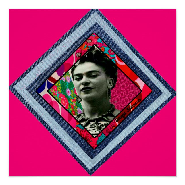 Frida Kahlo Retro Denim Diamond Poster (Vorderseite)