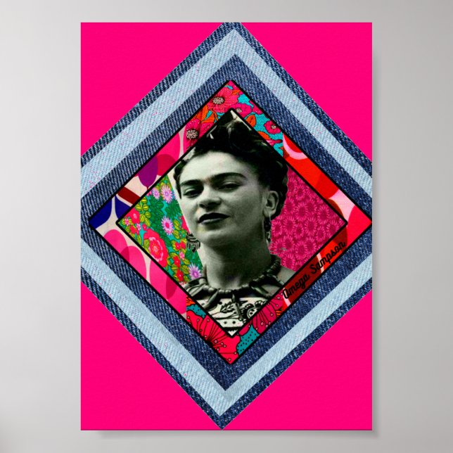 Frida Kahlo Retro Denim Diamond Poster (Vorne)