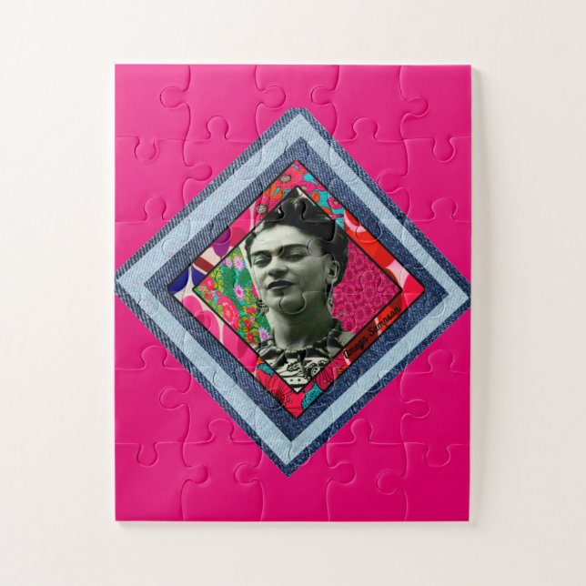 Frida Kahlo Retro Denim Diamond Puzzle (Vertikal)