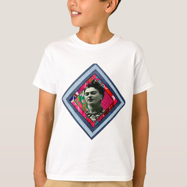 Frida Kahlo Retro Denim Diamond T-Shirt (Vorderseite)