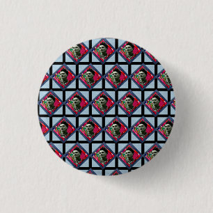 Frida Kahlo Retro Pink Denim Button