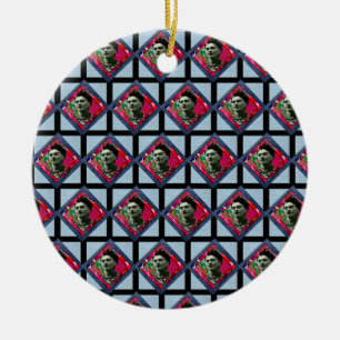 Frida Kahlo Retro Pink Denim Keramik Ornament