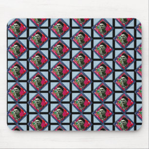Frida Kahlo Retro Pink Denim Mousepad