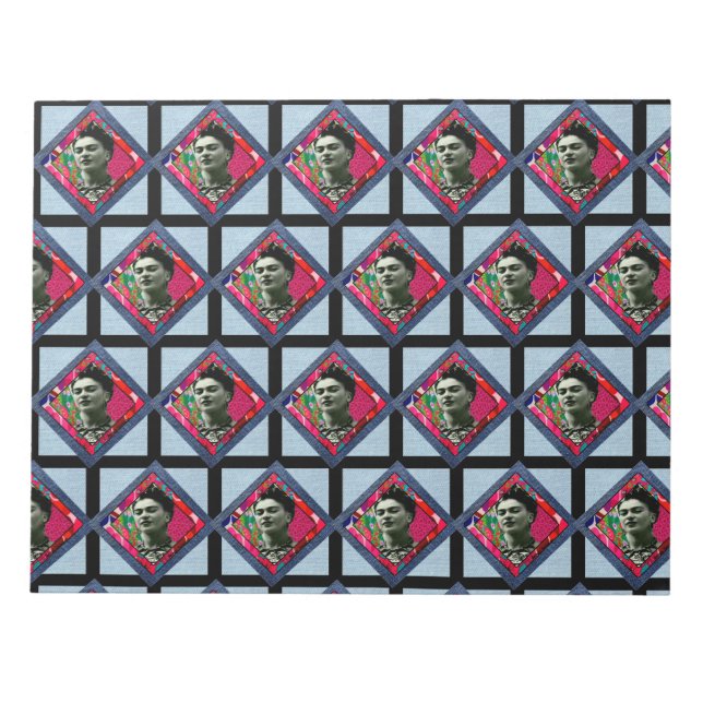Frida Kahlo Retro Pink Denim Notizblock (Vorderseite)