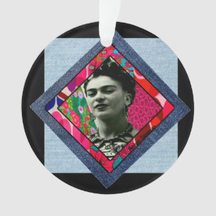 Frida Kahlo Retro Pink Denim Ornament