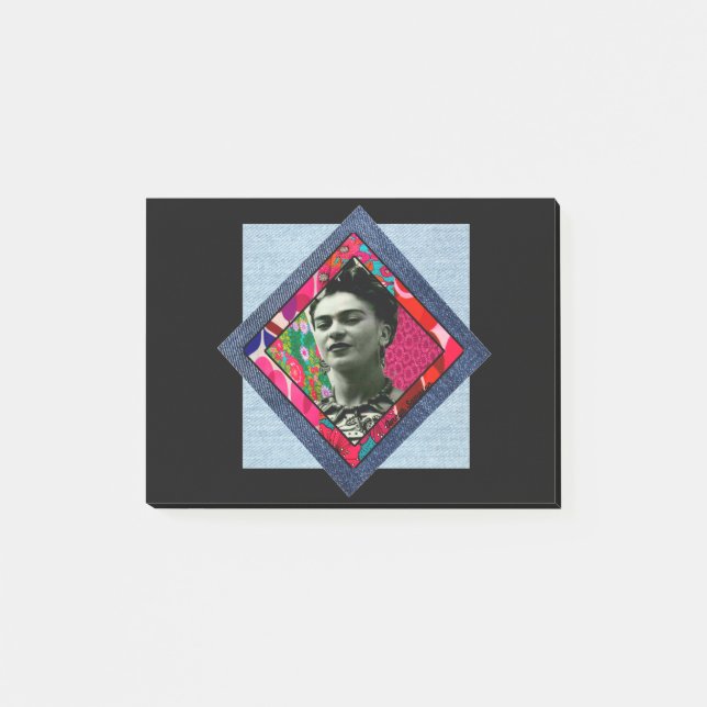 Frida Kahlo Retro Pink Denim Post-it Klebezettel (Vorderseite)
