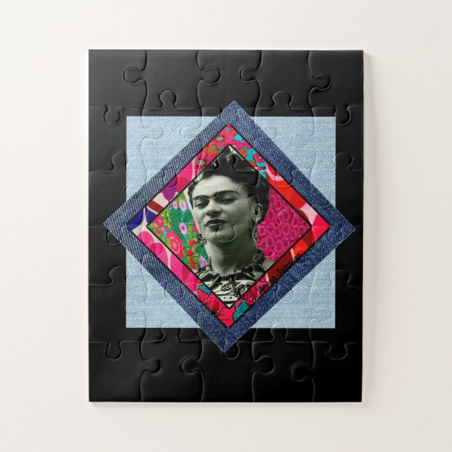 Frida Kahlo Retro Pink Denim Puzzle (Vertikal)