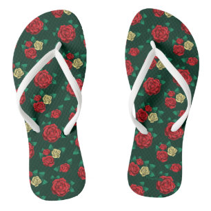 Frida Kahlo  Rot - und Goldmuster - Rose Flip Flops