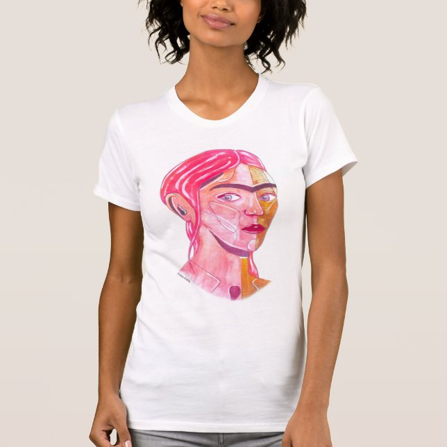 Frida Kahlo (rote Aquarellbilder) T-Shirt (Vorderseite)