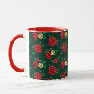 Frida Kahlo   Rotes und GoldRosen-Muster Tasse