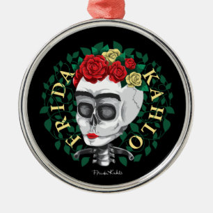 Frida Kahlo   Schädel mit Rosen-Krone Ornament Aus Metall