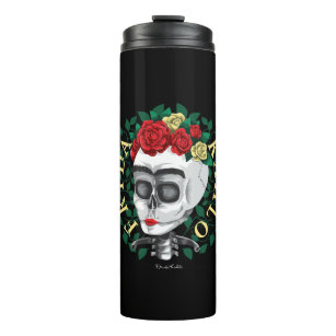 Frida Kahlo   Schädel mit Rosen-Krone Thermosbecher