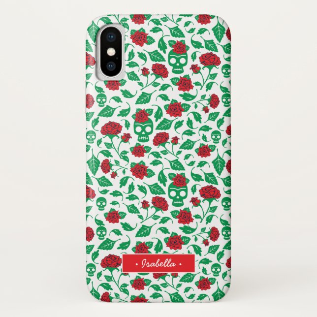 Frida Kahlo | Schädel u. Rosen Case-Mate iPhone Hülle (Rückseite)