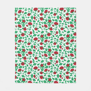 Frida Kahlo Schädel u. Rosen Fleecedecke