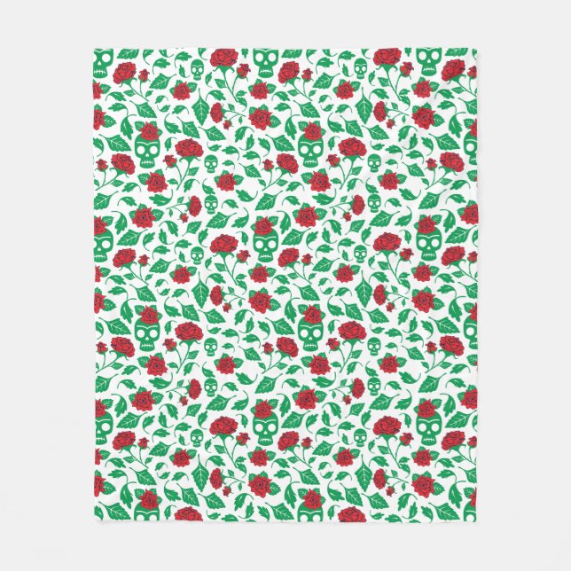 Frida Kahlo | Schädel u. Rosen Fleecedecke (Vorderseite)