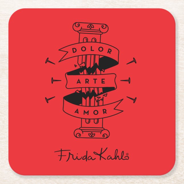 Frida Kahlo | Schmerz-Kunst-Liebe Rechteckiger Pappuntersetzer (Vorderseite)