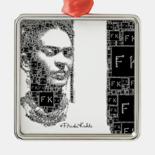 Frida Kahlo Schwarz-Weiß-Portrait Silbernes Ornament