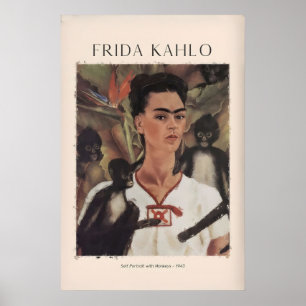 Frida Kahlo Selbstporträt mit berühmten Affen Poster