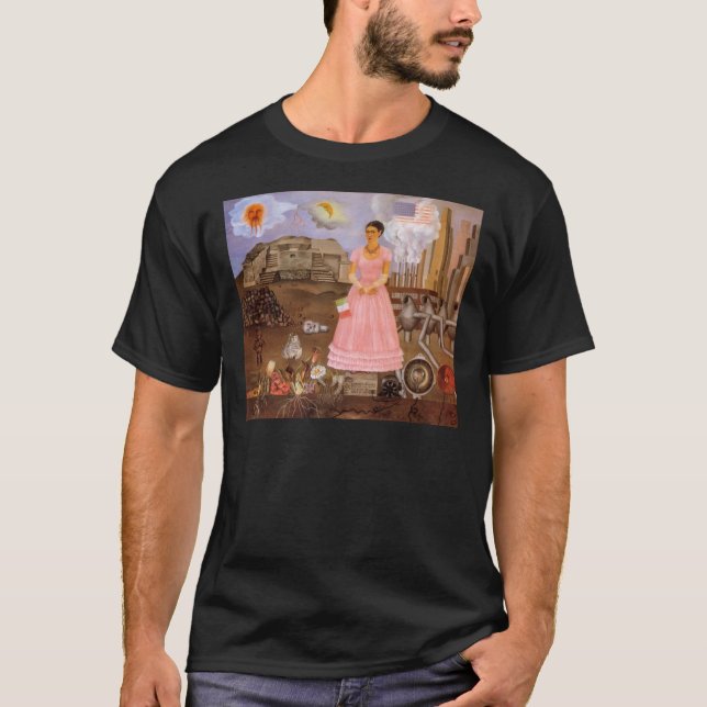 Frida Kahlo Self Portrait entlang der Boarder Line T-Shirt (Vorderseite)