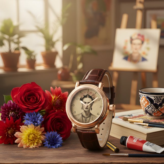 Frida Kahlo Surreal Portrait Vintag Watch Armbanduhr (Von Creator hochgeladen)