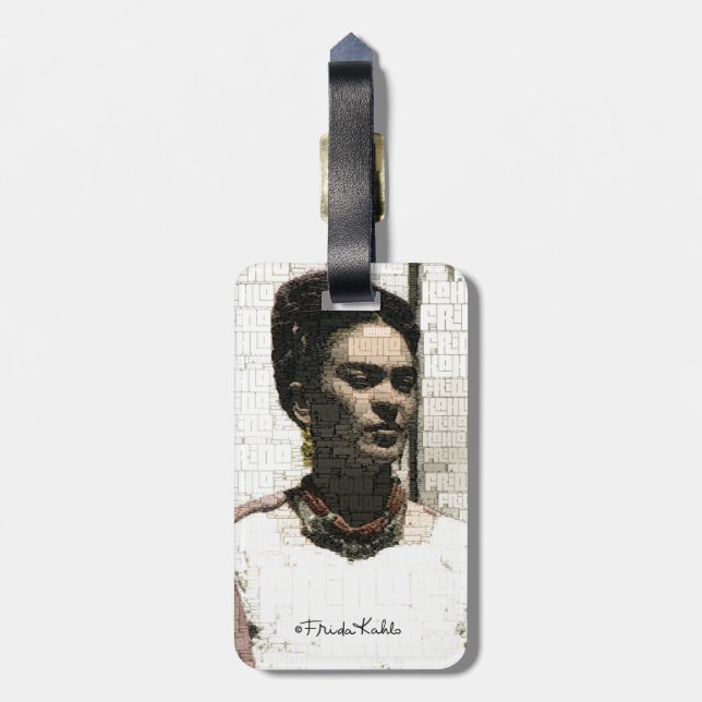 Frida Kahlo Textile Portrait Gepäckanhänger (Rückseite vertikal)
