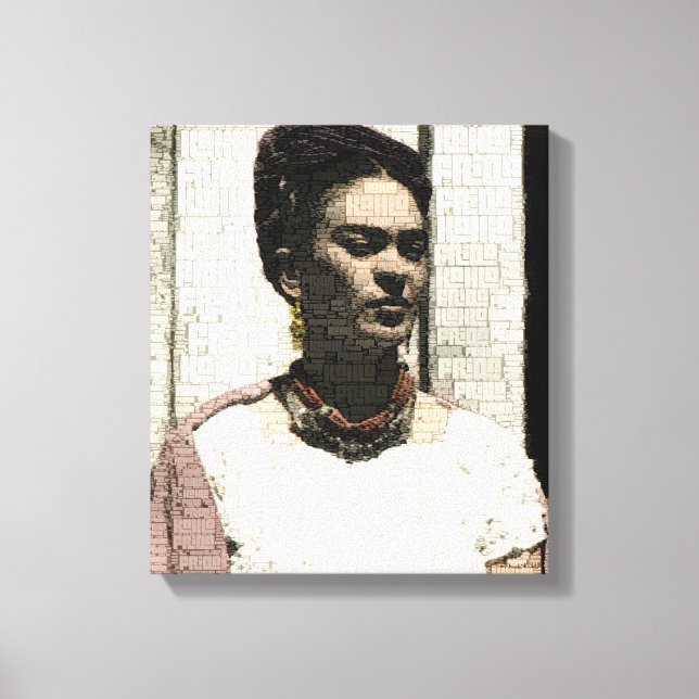 Frida Kahlo Textile Portrait Leinwanddruck (Vorderseite)