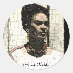 Frida Kahlo Textile Portrait Runder Aufkleber