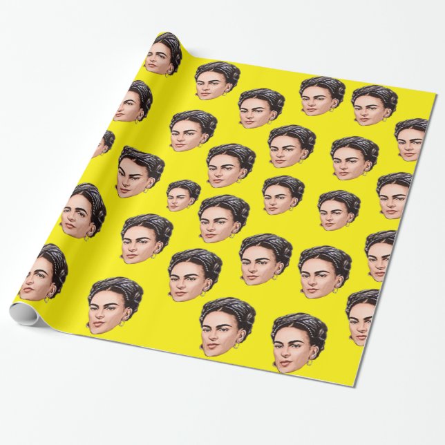 Frida Kahlo Toon Illustration Face Pattern Geschenkpapier (Ungerollt)