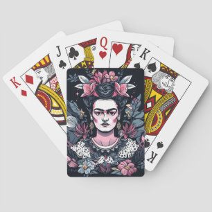 Frida Kahlo und Blume Spielkarten
