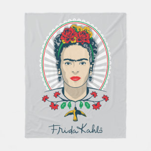 Frida Kahlo Vintage Floral Fleecedecke