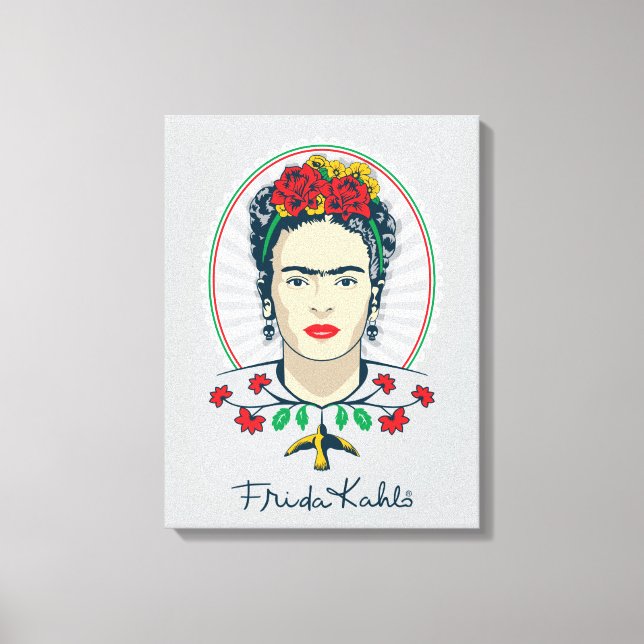 Frida Kahlo Vintage Floral Leinwanddruck (Vorderseite)