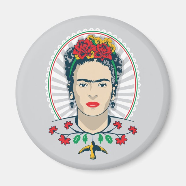 Frida Kahlo Vintage Floral Magnet (Vorne)
