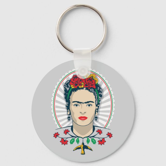 Frida Kahlo Vintage Floral Schlüsselanhänger (Vorderseite)