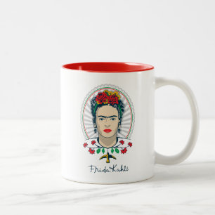 Frida Kahlo Vintage Floral Zweifarbige Tasse