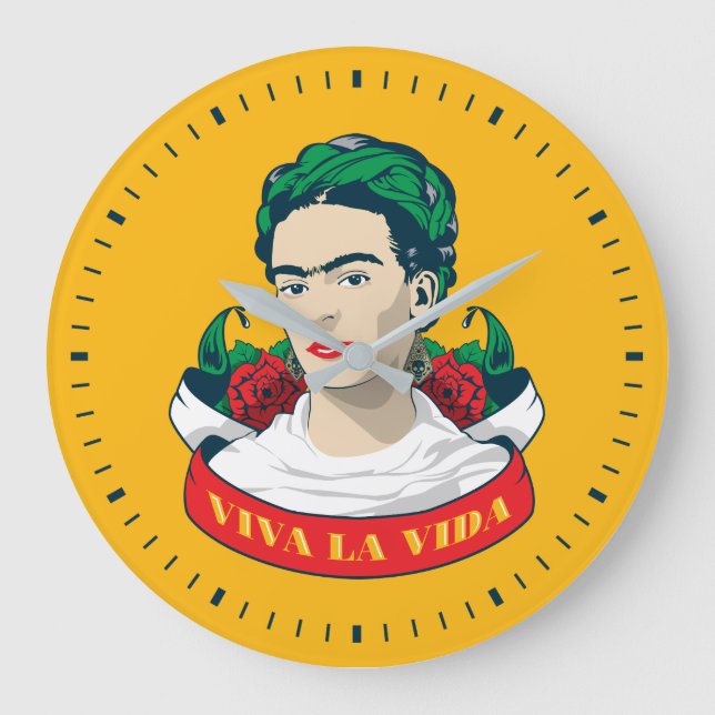 Frida Kahlo Viva la Vida Große Wanduhr (Vorderseite)