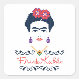 Frida Kahlo   Viva Mexico Quadratischer Aufkleber