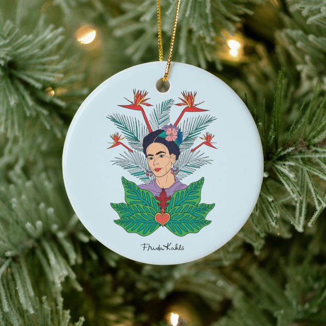Frida Kahlo | Vögel von Paradies, florale Grafik Keramik Ornament (Baum)