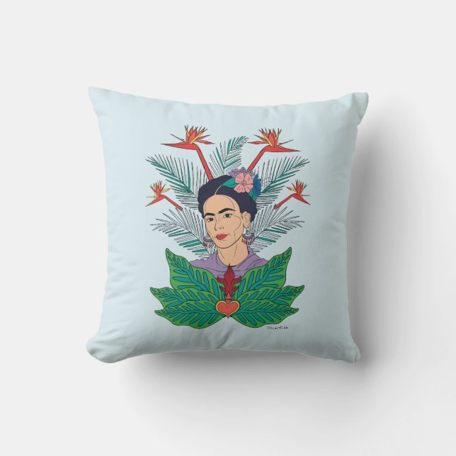 Frida Kahlo | Vögel von Paradies, florale Grafik Kissen (Vorderseite)
