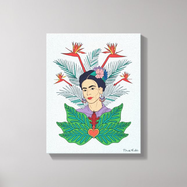 Frida Kahlo | Vögel von Paradies, florale Grafik Leinwanddruck (Vorderseite)