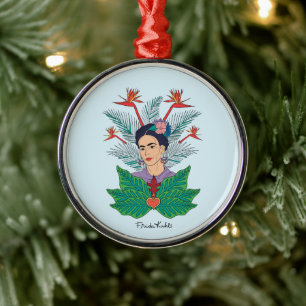 Frida Kahlo Vögel von Paradies, florale Grafik Ornament Aus Metall