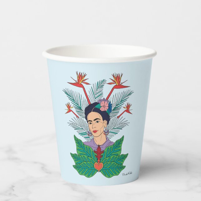 Frida Kahlo | Vögel von Paradies, florale Grafik Pappbecher (Vorderseite)