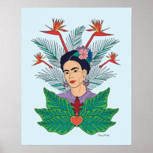 Frida Kahlo Vögel von Paradies, florale Grafik Poster