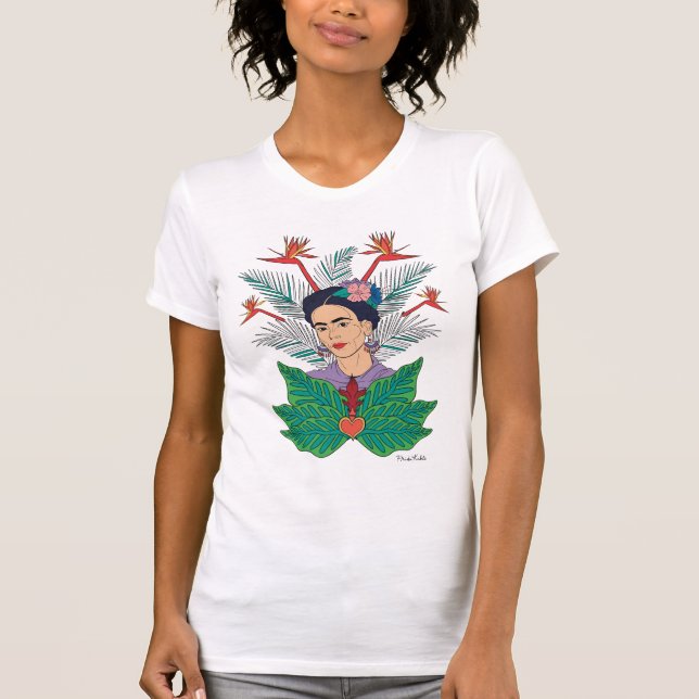 Frida Kahlo | Vögel von Paradies, florale Grafik T-Shirt (Vorderseite)