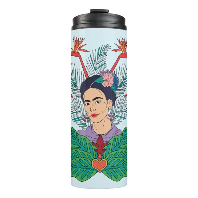 Frida Kahlo | Vögel von Paradies, florale Grafik Thermosbecher (Vorderseite)
