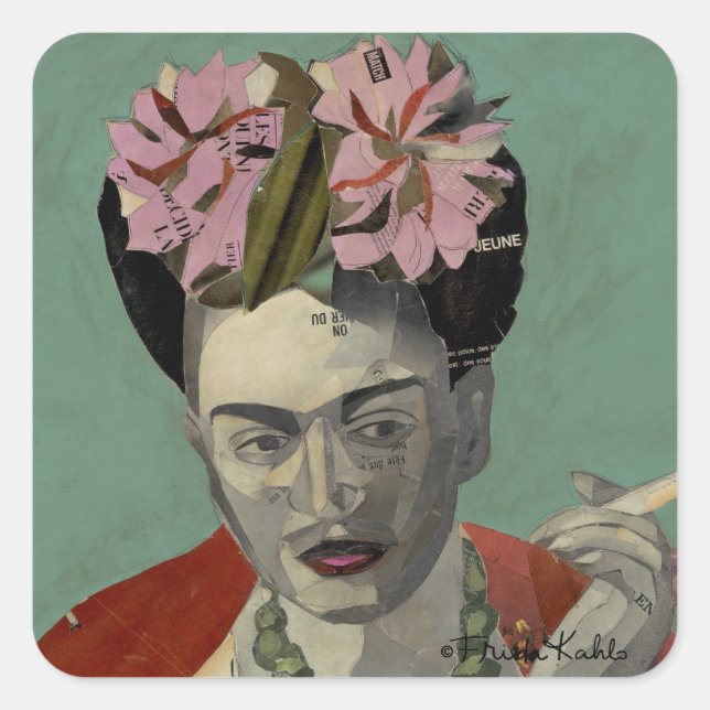 Frida Kahlo von Garcia Villegas Quadratischer Aufkleber (Vorderseite)